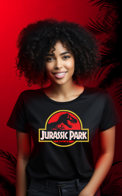 Cam Preta Jurassic Park Logo Modelo Fem